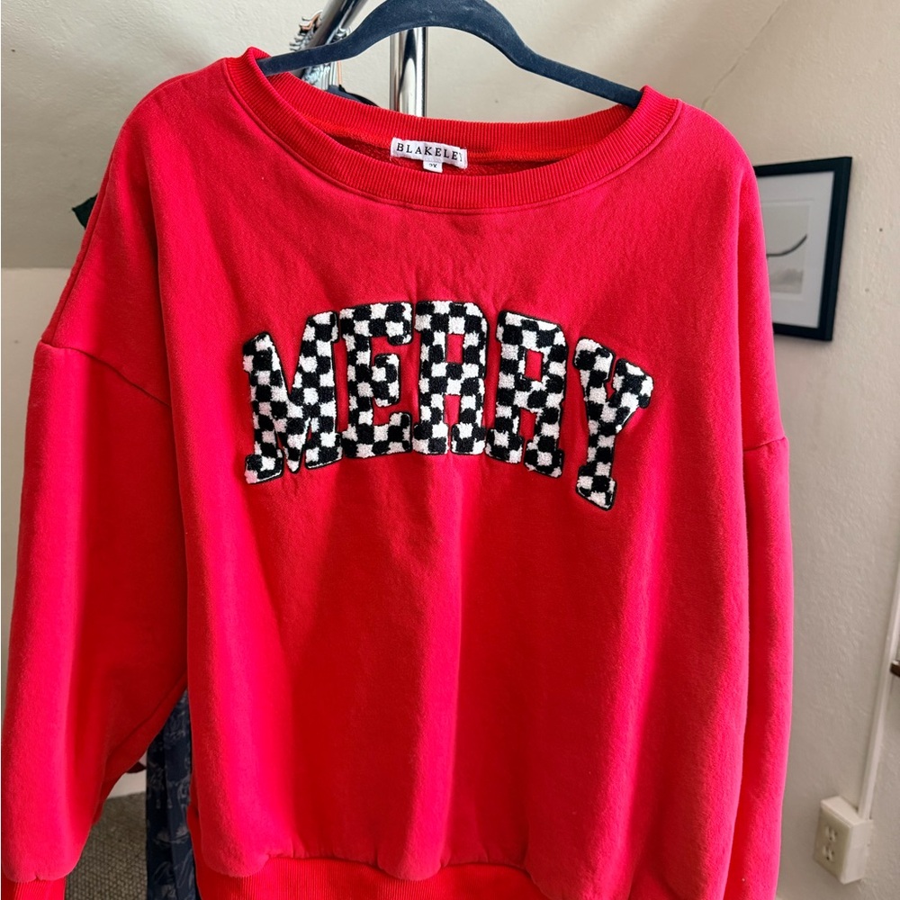 Blakely Red Merry Crew Neck Sweater